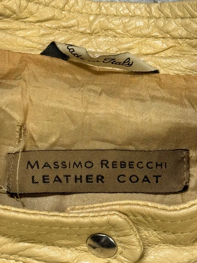 2000s Massimo Rebecchi Biker White Cream Leather Jacket - Image 7