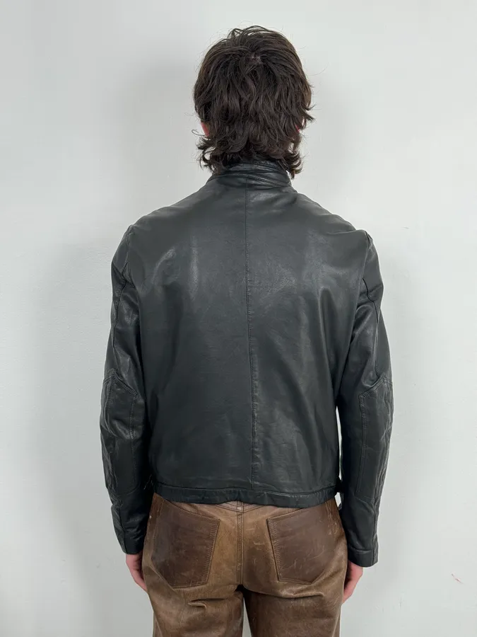 2000s Massimo Rebecchi Black Cargo Biker Leather Jacket - Image 3