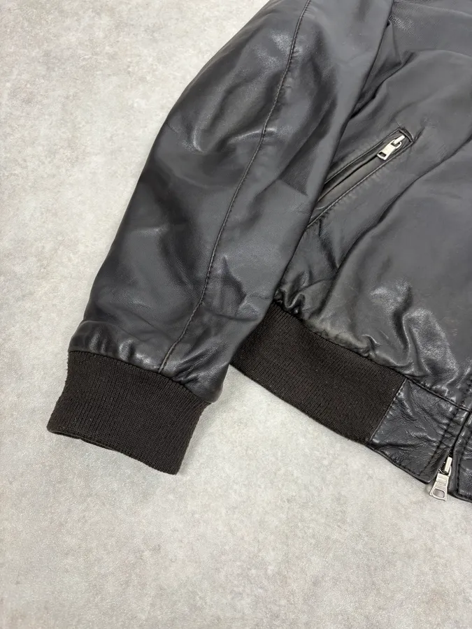 2000s Massimo Rebecchi Black Classy Leather Jacket - Image 8