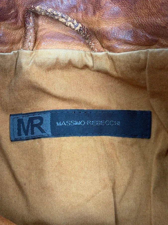 2000s Massimo Rebecchi Cognac Biker Leather Jacket - Image 10