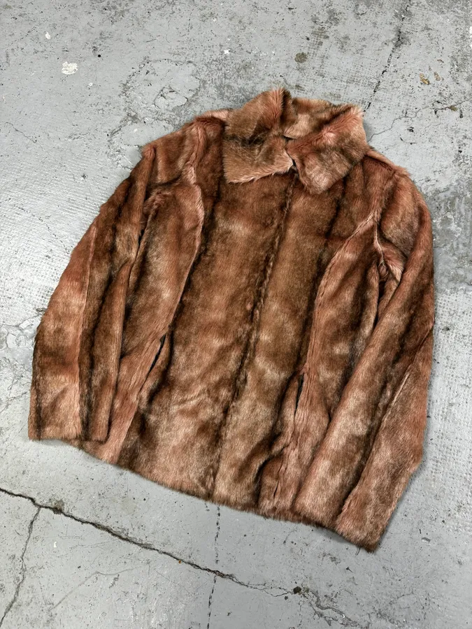 2000s Miss Sixty Beige Fake Fur Jacket - Image 3