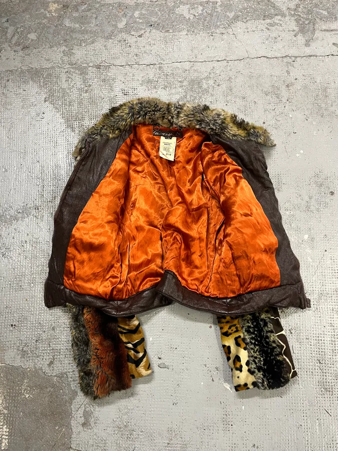 2000s Miss Sixty Leopard Faux Fur Jacket - Image 8