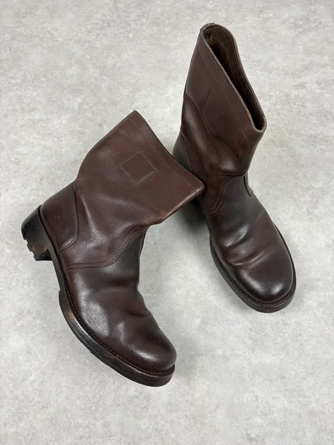 2000s Miu Miu Brown Leather Ankle Boots - Image 5