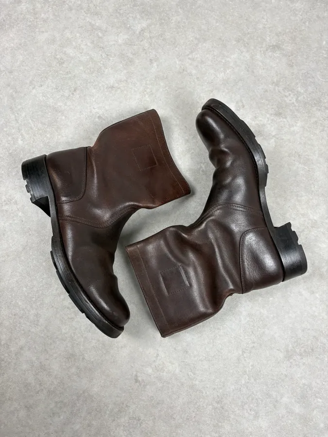 2000s Miu Miu Brown Leather Ankle Boots - Image 6