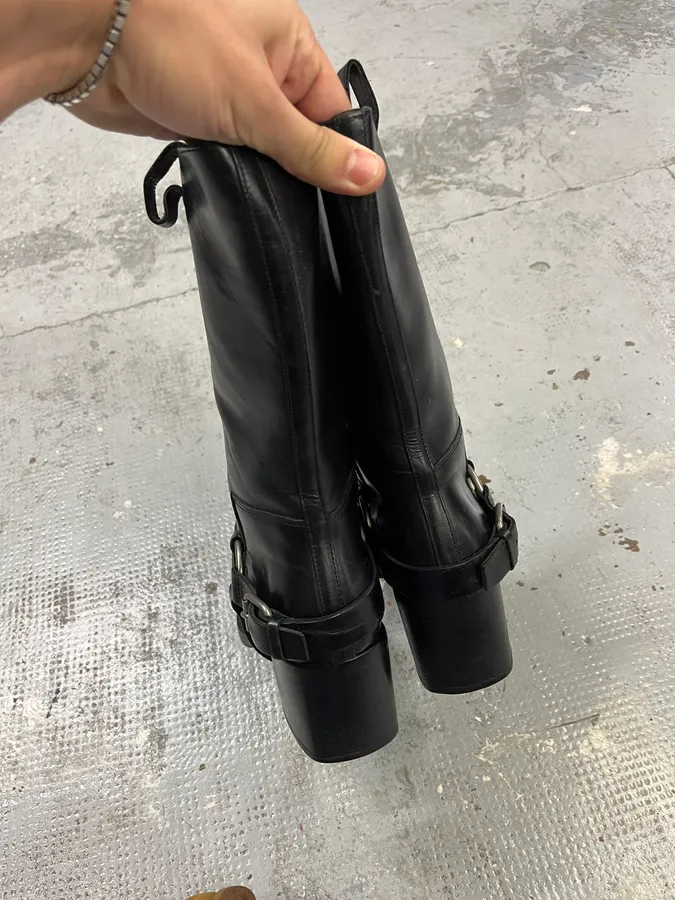 2000s MiuMiu Black Heel Ankle Boots - Image 6
