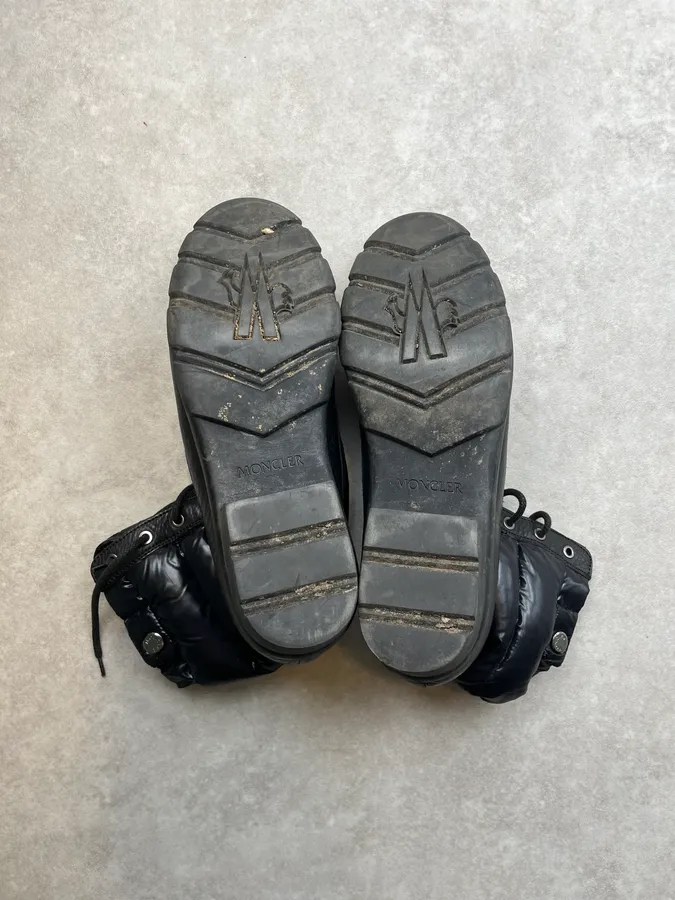 2000s Moncler Black Puffer Leather High Boots - Image 7