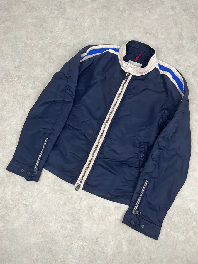 2000s Moncler Navy Lined Zip-up Jacket - Image 6