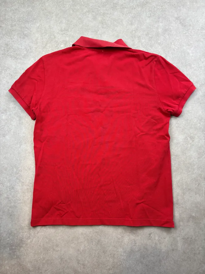 2000s Moncler Red Striped Polo Shirt - Image 5