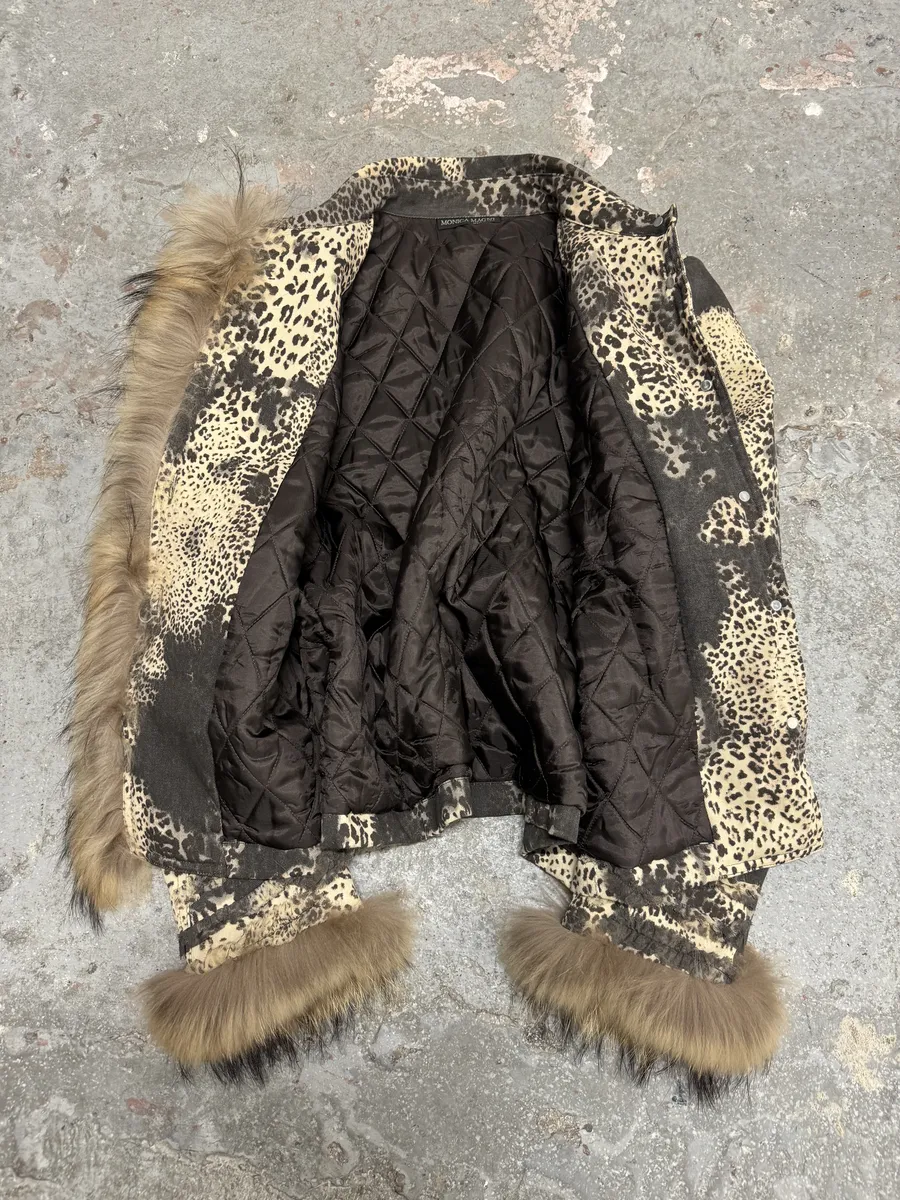 2000s Monica Magni Leopard Fur Set Jacket & Pants - Image 12