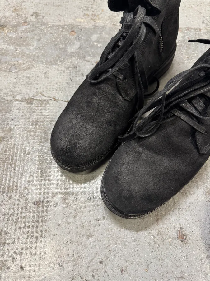 2000s Moschino Black Eroded Leather Boots - Image 4