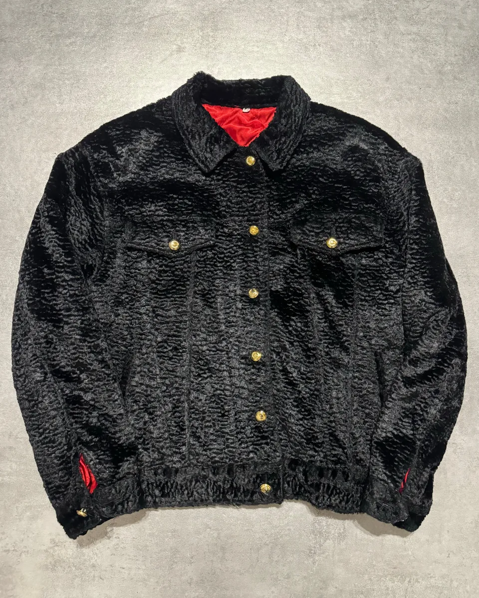 2000s Moschino Black Fur Effect Buttoned Cozy Jacket - Image 5
