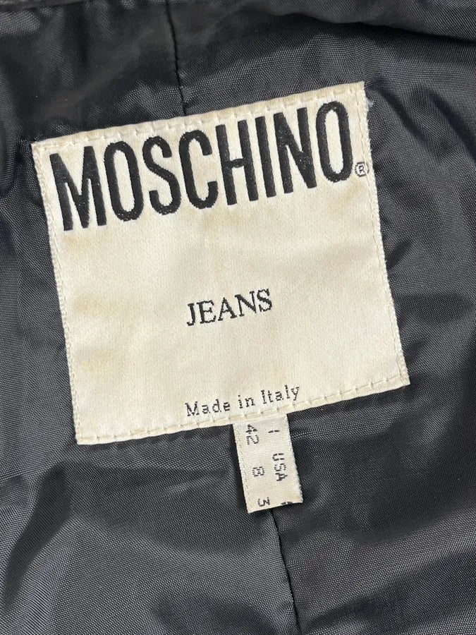 2000s Moschino Black Painted Effect Light Jacket - Image 11