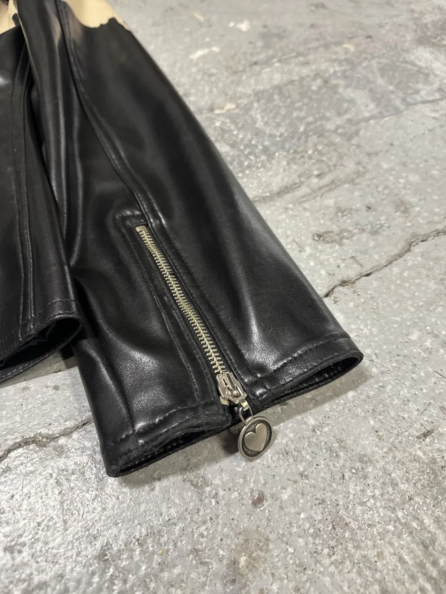 2000s Moschino Black Painted Effect Light Jacket - Image 10