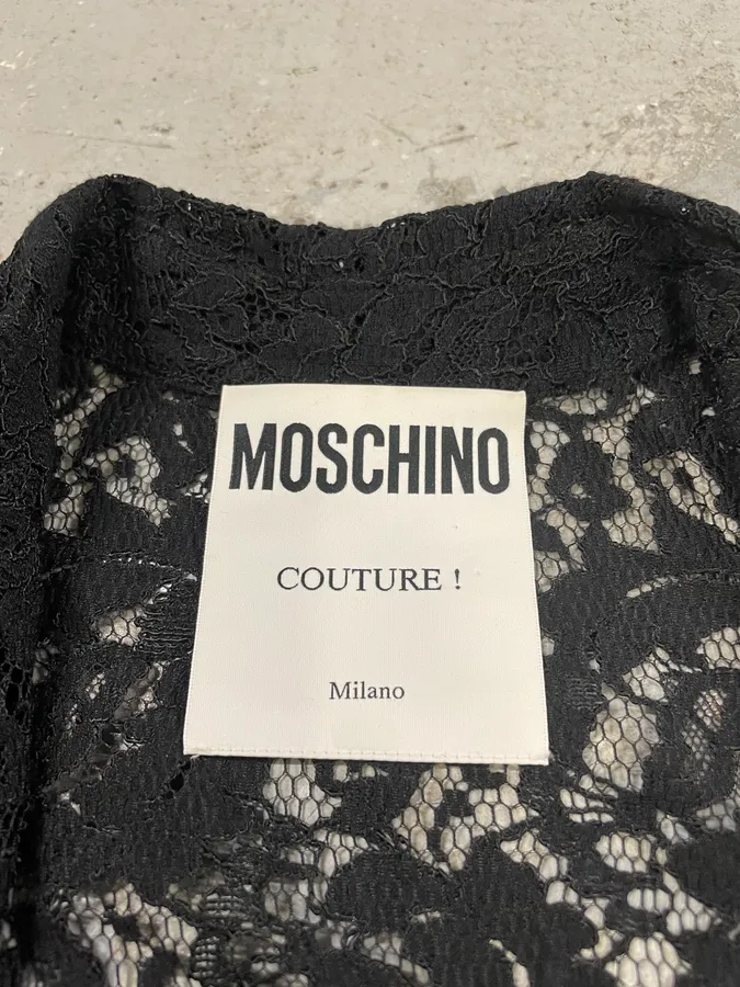 2000s Moschino Black Silk Flowers Shirt - Image 7