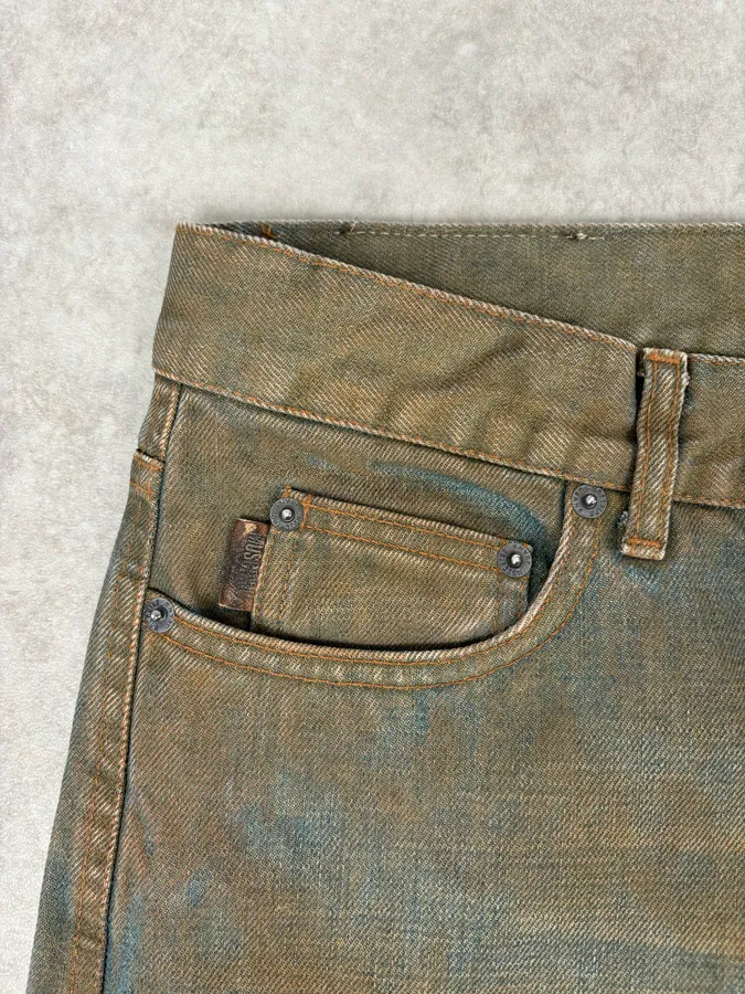 2000s Moschino Blue Faded Irregular Denim Jeans - Image 10