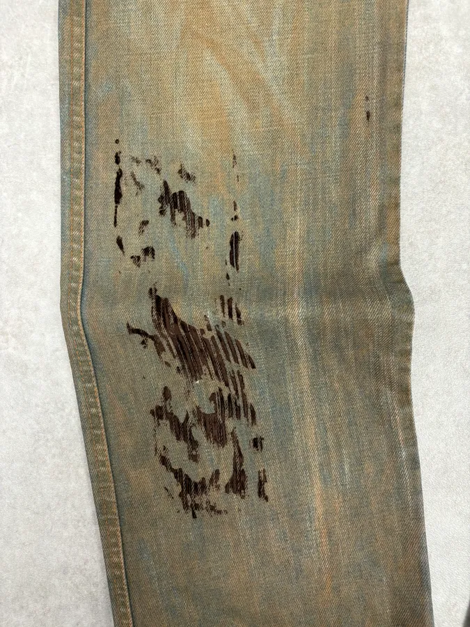 2000s Moschino Blue Faded Irregular Denim Jeans - Image 8
