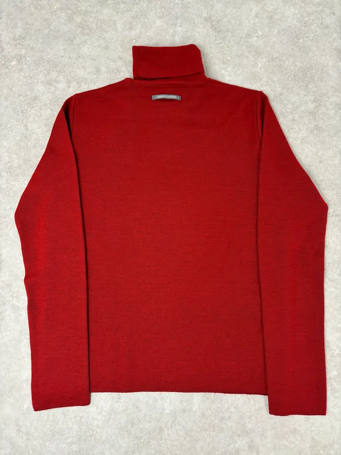 2000s Moschino Bondage Red Wool Turtleneck Sweater - Image 5