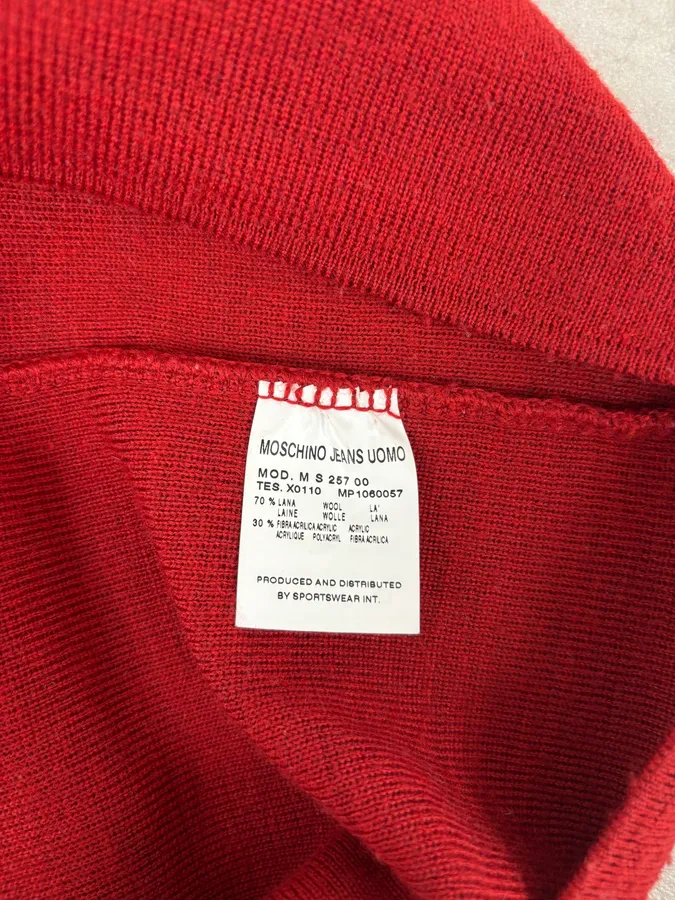 2000s Moschino Bondage Red Wool Turtleneck Sweater - Image 9