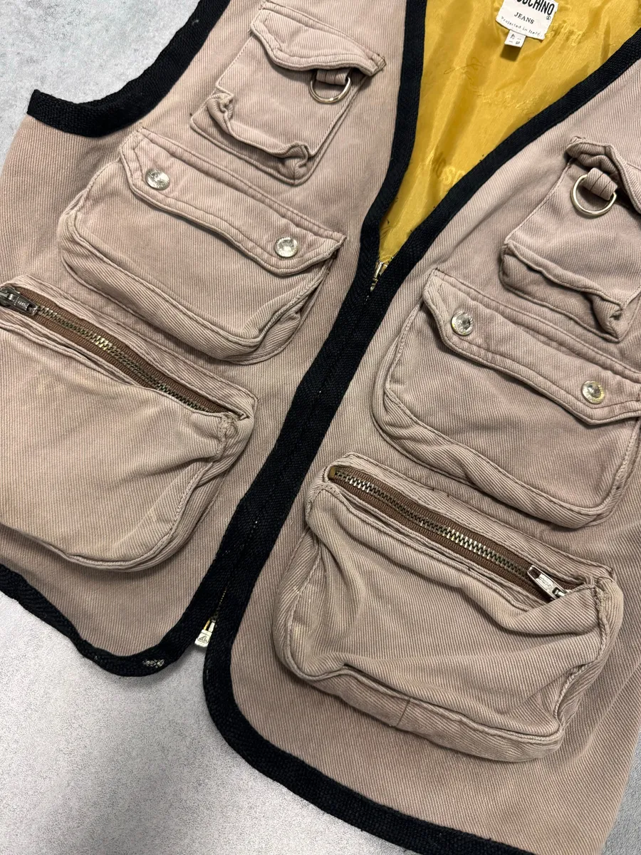 2000s Moschino Cargo Utility Beige Vest - Image 2