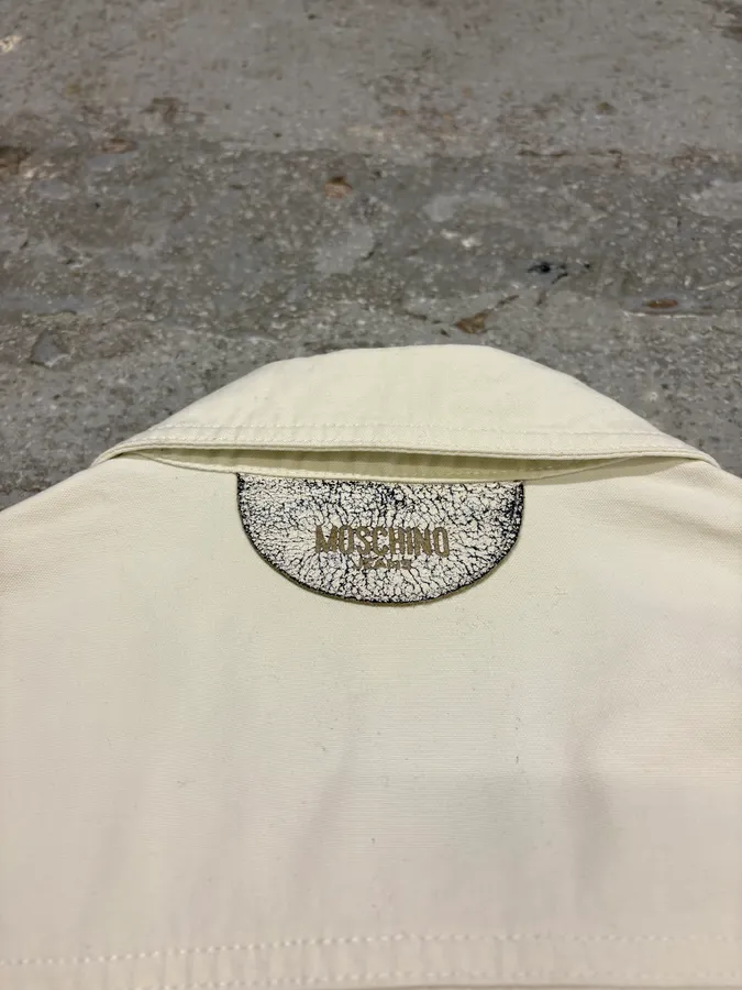 2000s Moschino Eroded Creamy White Buttoned Jacket - Image 9