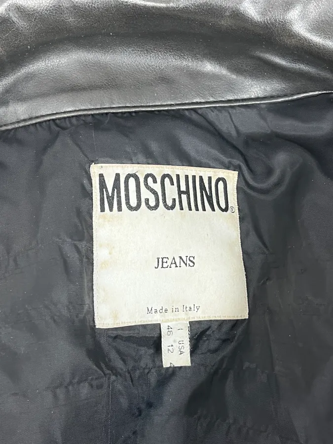 2000s Moschino Faux Leather Cropped Black Studded Heart Jacket - Image 11