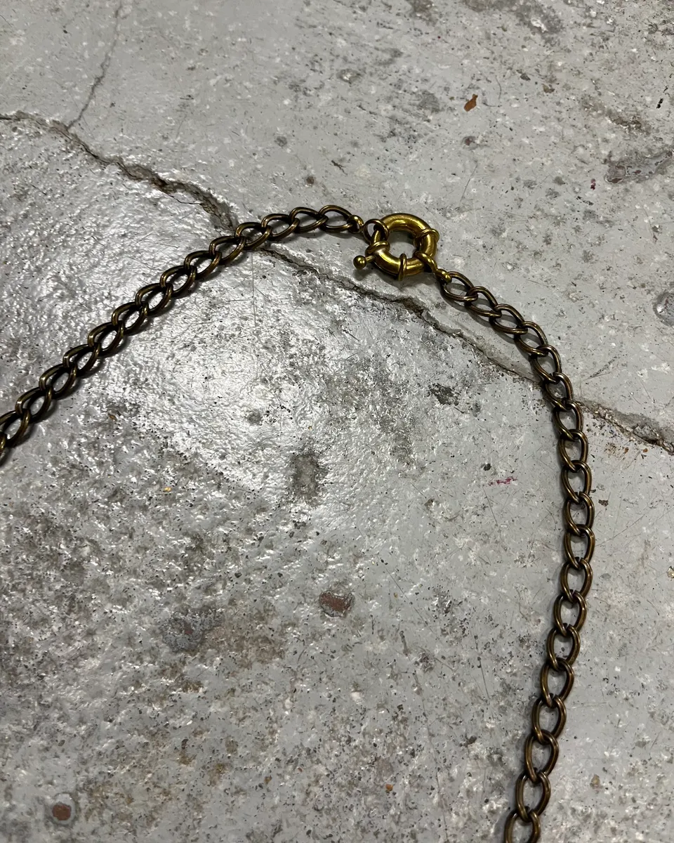 2000s Moschino Gold Metal Lock Charm Chain Necklace - Image 6