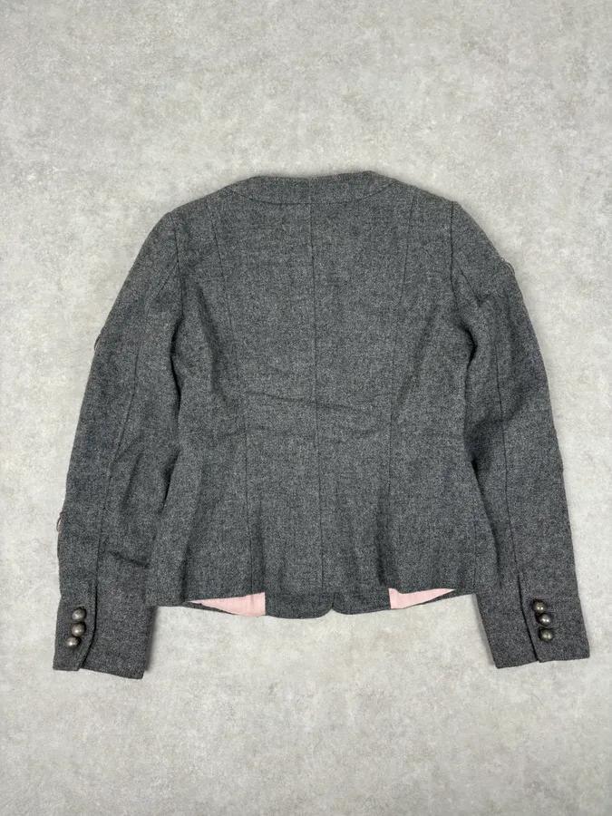 2000s Moschino Grey Officer Buttoned Multi-Pockets Jacket - Image 4
