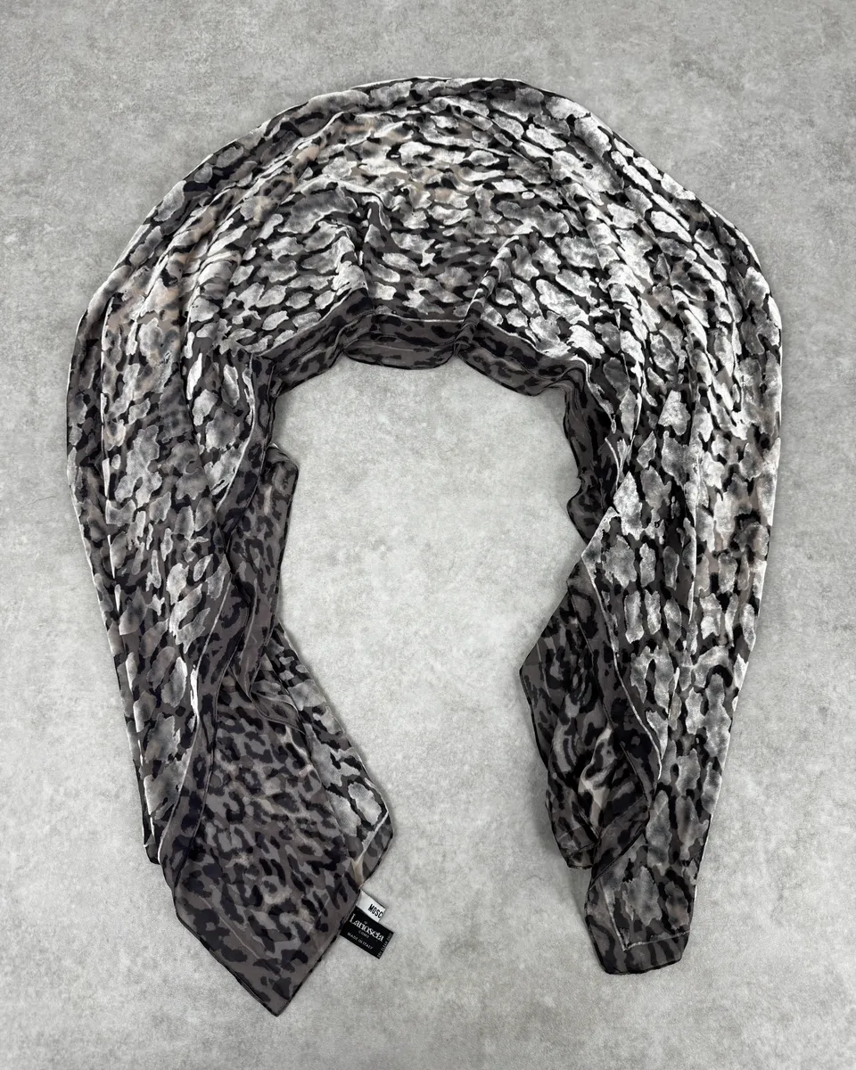 2000s Moschino Grey Rock Silk Scarf