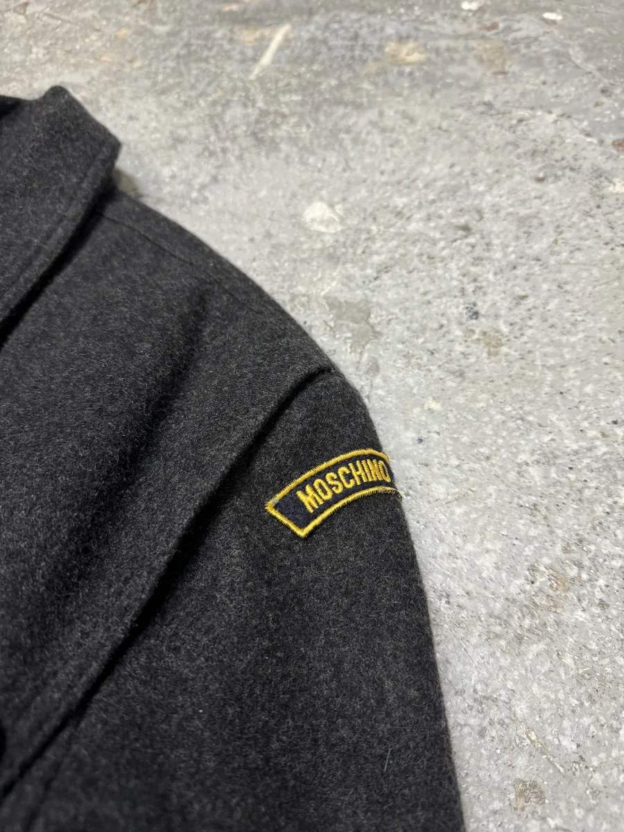 2000s Moschino Grey Wool Bomber Jacket - Image 7