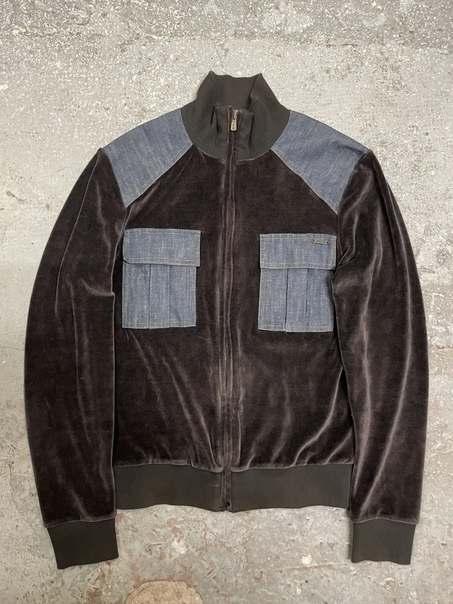 2000s Moschino Hybrid Velvet Denim Jacket