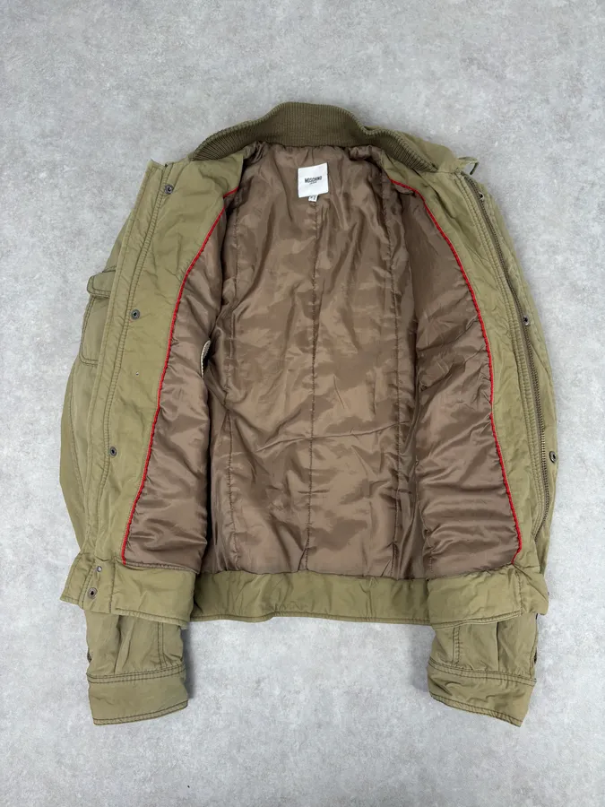 2000s Moschino Khaki Bomber Jacket Nylon Cargo Pocket - Image 7