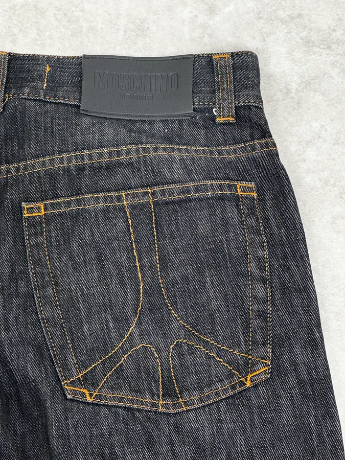 2000s Moschino Large Brut Navy Denim Jeans - Image 8