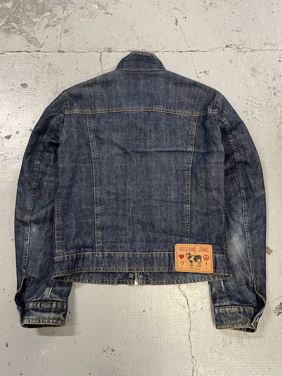 2000s Moschino Multi-Zip Blue Worker Denim Jacket - Image 2
