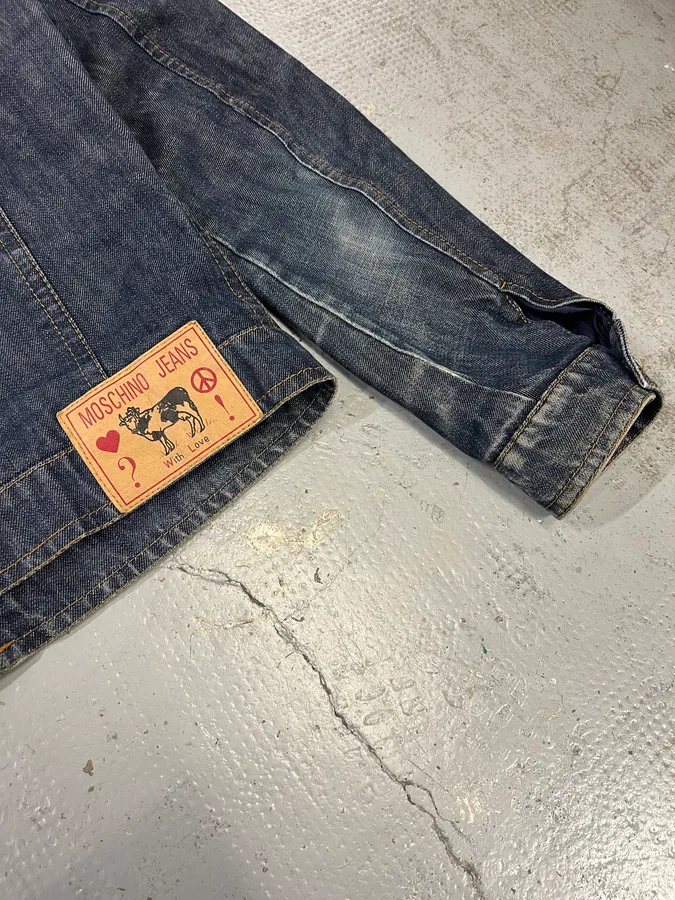 2000s Moschino Multi-Zip Blue Worker Denim Jacket - Image 8