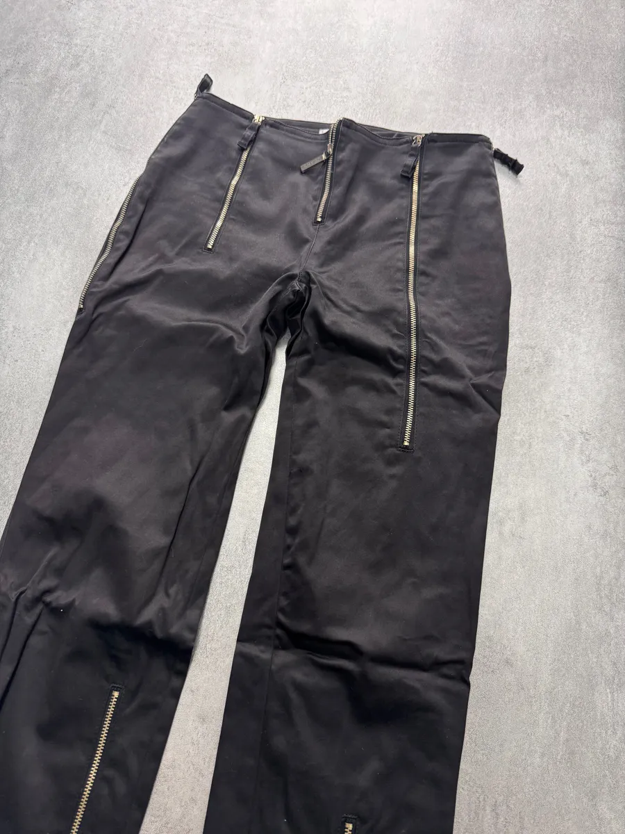 2000s Moschino Vertical Multi-Zips Black Cropped Pants - Image 2