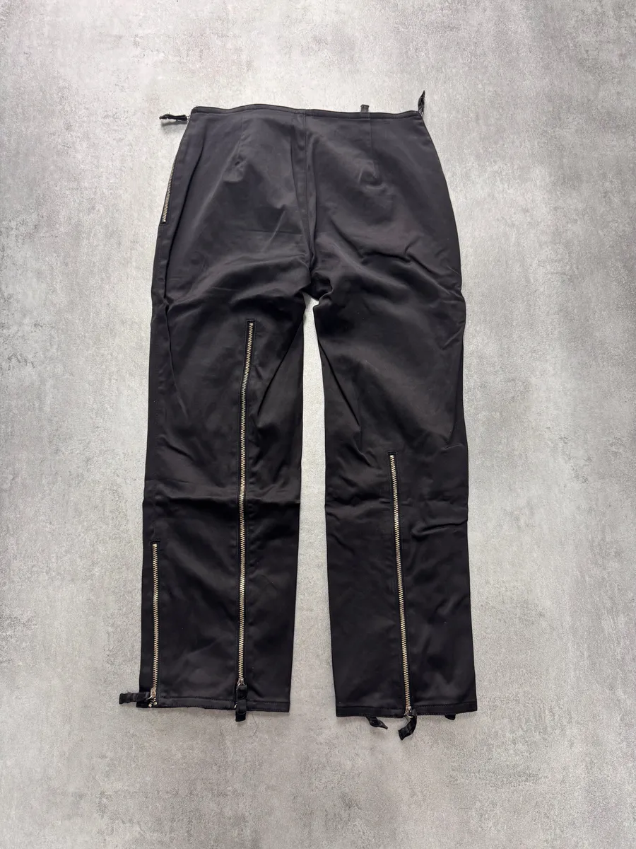 2000s Moschino Vertical Multi-Zips Black Cropped Pants - Image 3