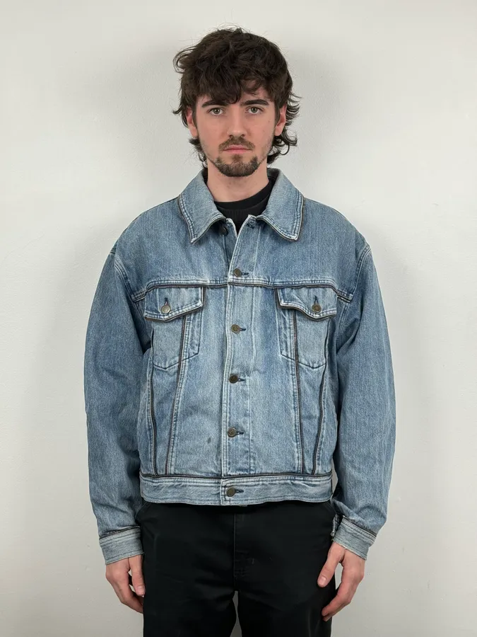 2000s Moschino Multi Zips Blue Aero Denim Jacket