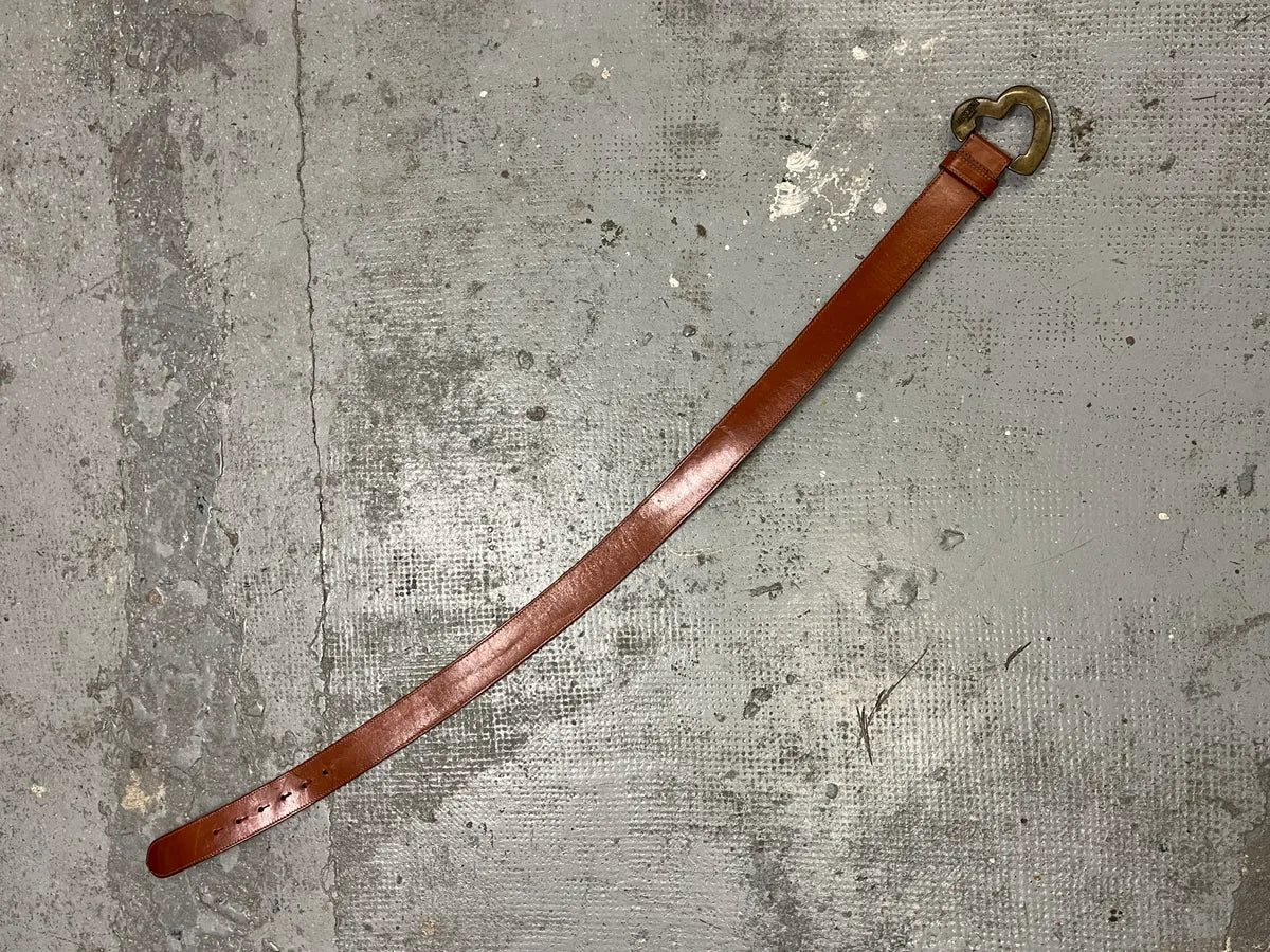 2000s Moschino Orange Leather Heart Belt - Image 6