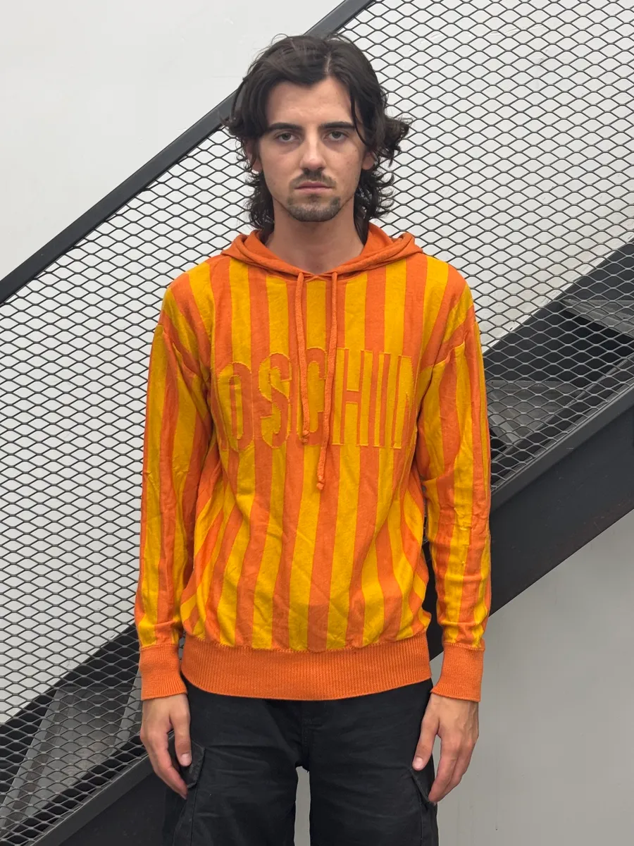 2000s Moschino Orange Yellow Striped Hoodie - Image 2