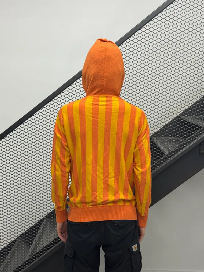2000s Moschino Orange Yellow Striped Hoodie - Image 3