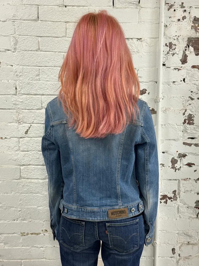 2000s Moschino Pleated Blue Buttoned Denim Jacket - Image 3