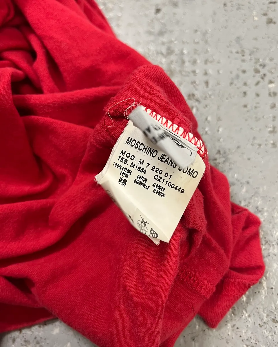 2000s Moschino Red Cozy Popeye T-Shirt - Image 11
