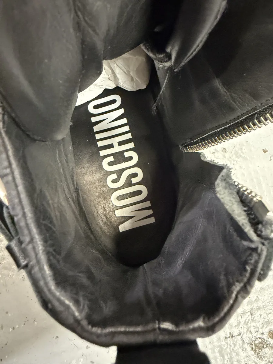2000s Moschino Straps Zip Leather High Top Sneakers - Image 6