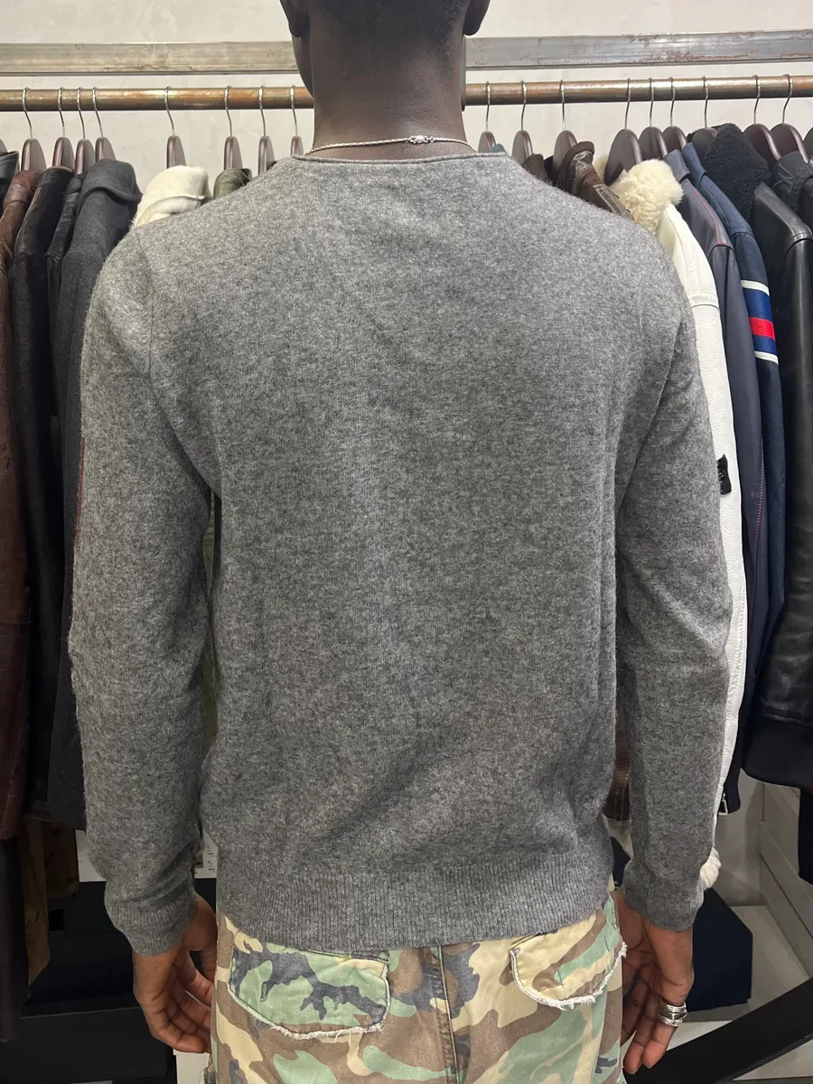 2000s Moschino UK Flag Grey Wool Cardigan - Image 3