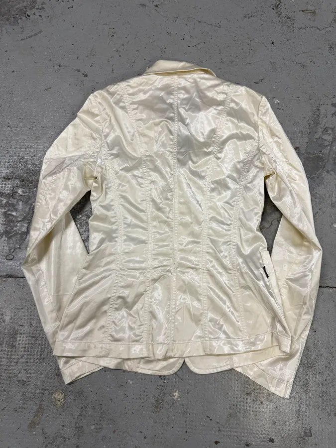 2000s Moschino White Satin Blazer - Image 4