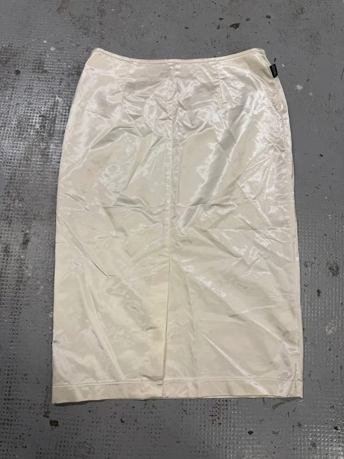 2000s Moschino White Satin Skirt