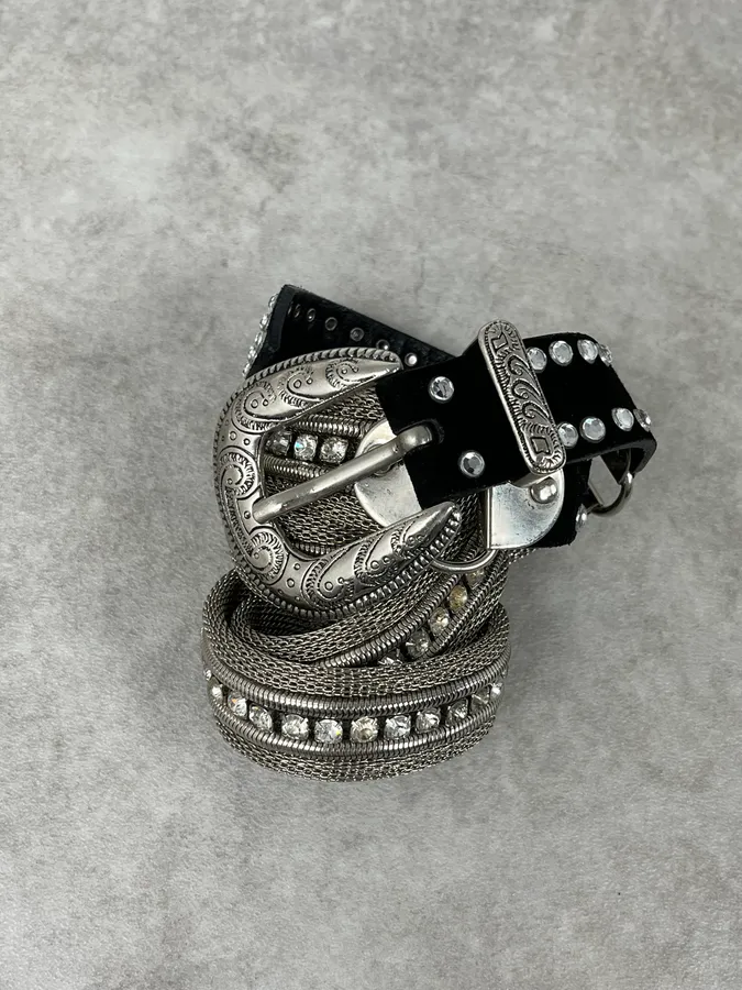 2000s Nanni Cowboy Metal Leather Belt - Image 4