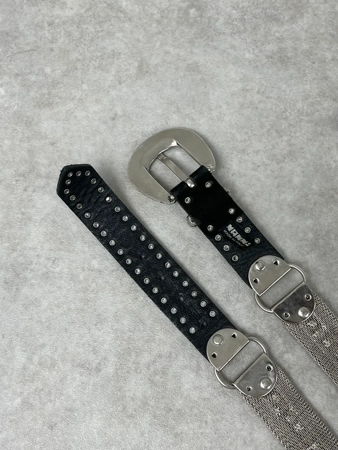2000s Nanni Cowboy Metal Leather Belt - Image 5
