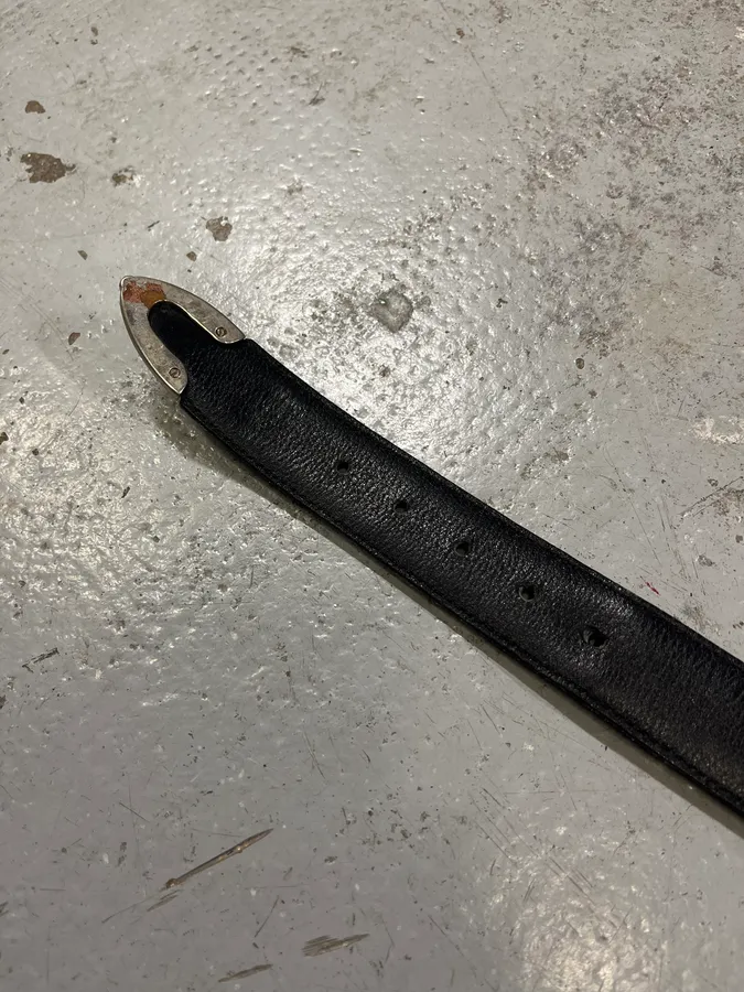 2000s Nanni Metal Bullet Black Leather Belt - Image 10