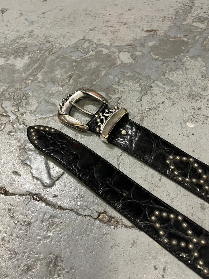 2000s Nanni Studded Black Leather Belt - Image 2